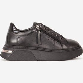 Resim DERİCLUB Kadın Sneaker Kalın Taban Günlük Ayakkabı Gerçek Deri RC 17916 SİYAH 