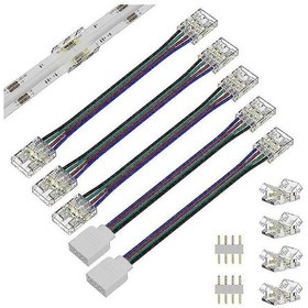 Resim Cob Rgb Işıklar İçin 10mm Konnektörler 4 Pin, Çift Uçlu Uzatma Konnektörleri 4 Pinli Fiş 5,5 İnç Uzatma, Huiliang 