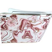 Resim Turkuaz Pure Ebru Pembe Altın Kanalsız Asma Klozet WH-133+SOFT Kapak 
