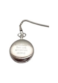 Resim Çılgıntrend İsim Yazılabilir 47 MM Retro Köstekli Cep Saati 