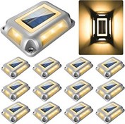 Resim Crepow Güneş Enerjili Güverte Işıkları Garaj Yolu İskele Işıkları 12 Adet Sıcak Beyaz 