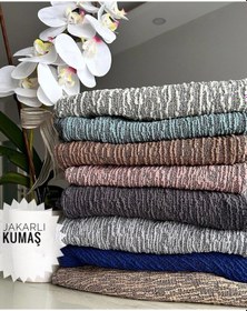 Resim StarMall Jakarlı Ağaç Koltuk Örtüsü, Kanepe Örtüsü, Chester Örtüsü 3311 Takım Taş Gri 