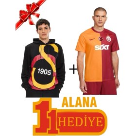 Resim Galatasaray Orijinal Büyük Logolu Sweat 5 Yıldız Parçalı Forma Hediyeli 