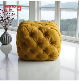 Resim Smarto Relax Puf Zinal Ayaksız Kapitoneli Kare 45x45 Cm Sarı Sarı 