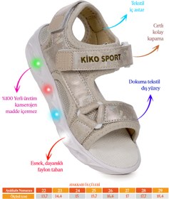 Resim Kiko Kids Kivu Hologram Işıklı Kız Çocuk Cırtlı Sandalet Ayakkabı 