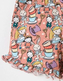 Resim Alice Desenli Kız Çocuk T-shirt ve Şort Takım - 9-12 Ay 