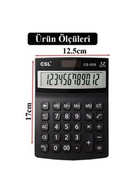 Resim Hesap Makinesi Siyah 12.5x17 Cm 1 Adet Csl Cs-55s 12 Haneli Orta Boy Ofis Büro Masaüstü Hesap Makinası 