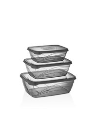 Resim Saklama Kabı Seti 3 Lü 300, 600 Ve 1200 Ml, Sızdırmaz Gri 