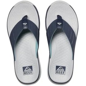 Resim Reef Erkek Marka Logolu Parmak Arası Terlik Çizgili Rahat Destekleyici Tabanlı Mavi Terlik CJ6297 4 