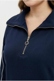 Resim Koza Butik Kadın Büyük Beden Uzun Kollu Yarım Fermuarlı Modal Kumaş Eşofman Takımı 8243-26 