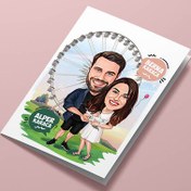 Resim Luna Park Çiftleri Karikatürlü Tebrik Kartı 