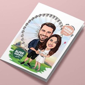 Resim Luna Park Çiftleri Karikatürlü Tebrik Kartı 