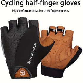 Resim Yarım parmak dokunmatik ekran bisiklet eldiveni / koşu eldiveni 