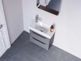 Resim Turkuaz Sharp Etajer Uyumlu Lavabo 60 30 Cm Soldan Batarya Delikli Beyaz 