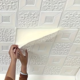 Resim 10/20 adet 3D Duvar Folyo Etiketleri, 35.05x35.05 cm Köpük Kendinden Yapışkanlı Çarpışma Önleyici Duvar Kağıdı, Su Geçirmez Nem Geçirmez Tavan Yapışkanları, Kolay Soyulabilir, Temizlenebilir, Mutfak, Oturma Odası, Banyo, Koridor Dokulu Tarz İçin Serbest Kesim 