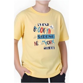 Resim Panios Kids Brooklyn Strong Baskılı Erkek Çocuk Kısa Kollu T-shirt Sarı 