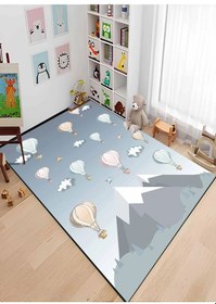 Resim Uçan Balonlar Çocuk Odası Halısı Gri 