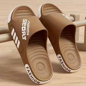 Resim Erkek Hafif EVA Kaydırmaz Spor Sandalet - Yürüyüş, Rahat ve Açık Hava Aktiviteleri için Nefes Alabilen Açık Parmak Masaj Terlikleri, Tüm Mevsim Konforu, Beyaz Çizgilerle Kahverengi, Bahar/Yaz Ayakkabıları | Askılı Sandalet | EVA Malzeme Sandalet 