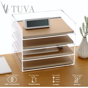 Resim TUVA REKLAM TUVA - 4 Kat Raflı Sade Şık Fonksiyonel Dergilik Kitap Zarf Dosya Düzenleyici Organizer | Ev Ofis 
