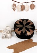 Resim Ottoman Pouffe İskandinav El Yapımı Hakiki Kuzu Derisi Bohem Bahçe Balkon Bungalov Puf Minder 60x30cm(DOLGULU) 