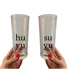 Resim Uyu Huyuma Denk Suyu Suyuma Denk Yazılı 2 Adet Cam Rakı Bardağı - Hediyelik Ürün 