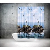 Resim Zethome Banyo Perdesi 1x180x200 Tek Kanat Duş Perdesi Halka Hediyeli Duşakabin Perdesi 9298 