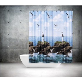 Resim Zethome Banyo Perdesi 1x180x200 Tek Kanat Duş Perdesi Halka Hediyeli Duşakabin Perdesi 9298 
