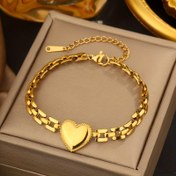 Resim Kadınlar İçin Şık Tatlı Kalp Tasarımlı Paslanmaz Çelik Bilezik, Basma Kenar İşçiliği ile Mükemmel, Sevimli ve Moda Günlük Aksesuar, Sevgililer Günü için Uygun - Her Mevsim Giyilebilir 