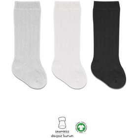 Resim Melonika Bistyle Derby Dizaltı Çorap 3'lü Bs40101 Ekru Gri Siyah Çok Renkli 