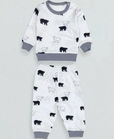 Resim Breeze Erkek Bebek Desenli Pamuklu Pijama Takım-15341 Gri 
