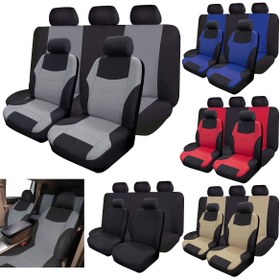 Resim Sünger Dolgulu Evrensel Uyumlu Polyester Araba Koltuk Kılıfı Seti - Nefes Alabilen, Rahat, Elde Yıkanabilir - Tüm Mevsimler için Uygundur 