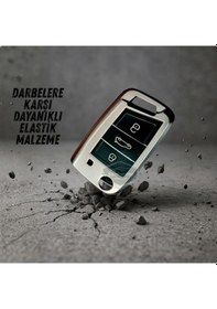Resim Volkswagen Polo Golf T-roc T-cross Passat Jetta Taigo Tiguan Uyumlu Silikon Anahtar Kılıfı Oto Anahtar Kabı Darbe Emici Anahtarlık Koyu Titan Gri 00 Şüscaroto Aksesuar 