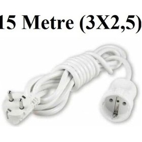 Resim Topraklı Uzatma Seyyar Kablosu 15 Metre Tekli Priz 3x2,5 Mm Seyyar Uzatma Kablosu 15 M 