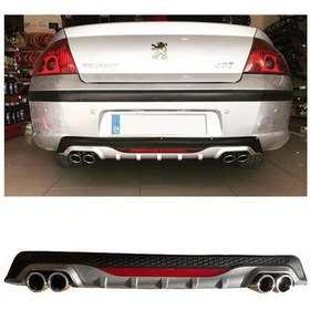 Resim Peugeot 407 Difüzör Arka Tampon Eki 4 Egzoz Çıkışlı Gri Siyah 