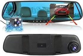 Resim Araba Dijital Video Kaydedici 4.3 Inch Dikiz Aynalı Çift Kameralı Kayıt Cihazı Ön Ve Arka Görüş 