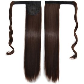 Resim Cbtx 10 Görünmez Dikişsiz Bandaj Tarzı Peruk Uzun Düz Saç Peruk At Kuyruğu 