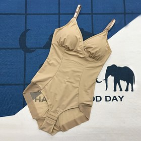 Resim İç Dolgulu Sütyenli Dikişsiz Bej Body – Kablosuz, Karın Kontrolü, Kalça Kaldırma, Bel İnceltme, Esnek ve Tüm Gün Kullanım İçin Rahat 