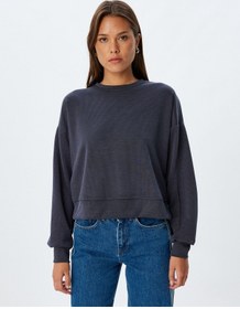 Resim Koton Basic Sweatshirt Uzun Kollu Bisiklet Yaka Lacivert 5wak10063ek Lacivert 