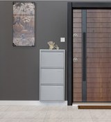Resim Kaser 3Lü Gri Metal Ayakkabılık Gri 