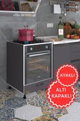 Resim Kenzlife Ankastre Fırın Modülü Kabini Radon Mat Gri Renk Suntalam 85(Y)*60(G)*57(D)ocak Dolabı Kapaklı Ayaklı 