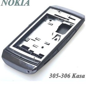 Resim Nokia Asha 305 306 Siyah Full Kasa Orta Kasa Kapak Düğme Kapak Ya 