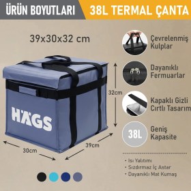 Resim Haegs Termal Kamp Çantası,ısı Yalıtımlı Kamp Piknik Yemek Taşıma Çantası, Büyük Hacimli 38 Lt- Gri 