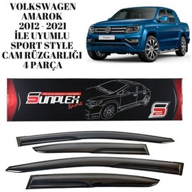 Resim Volkswagen Amarok 2012 2013 2014 2015 2016 2017 2018 2019 2020 2021 İle Uyumlu Sport Style Cam Rüzgarlığı 4 Parça Sunplex 1 Adet 
