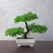 Resim Çekici Sahte Çam Bonsai Ağacı - Ev & Ofis Dekoru İçin Mükemmel, Saksı Dahil, Giriş, Kitaplık veya Masa İçin İdeal 