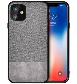 Resim Microcase Iphone 11 Fabrik Serisi Kumaş Ve Deri Desen Kılıf - Gri 