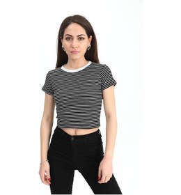 Resim Bluz Bisiklet Yaka Çizgili Kaşkorse Siyah Siyah 