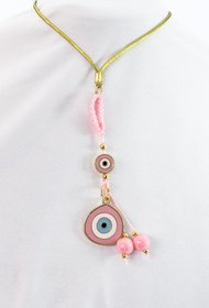 Resim biuti Toz Pembe Parlak Taşlı Küp Boncuk Detaylı Göz Figürlü Araba Dikiz Ayna Süsü, Yeni Araba Hediyesi 