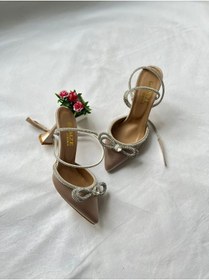 Resim Gamze Shoes Ten Renk Saten Bilekten Bağlama Fiyonk Taşlı 