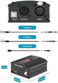 Resim Lastvoice Ph-1000 +48V Phantom Power Ses Kartı (Usb, XLR Kablo ve Adaptör) 