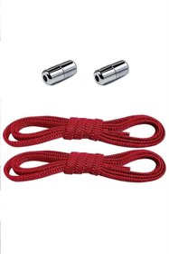 Resim Hapshoe Ayarlanabilir 1 Çift Kırmızı Vidalı Kapsül Uçlu 6 MM Lastik Pratik Bağcık 